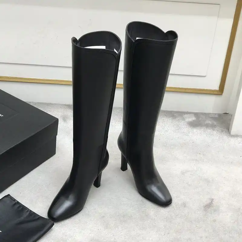 CHEAP Saint Laurent Jane Knee Boots with YSL Signature Women Smooth Leather Black 0203