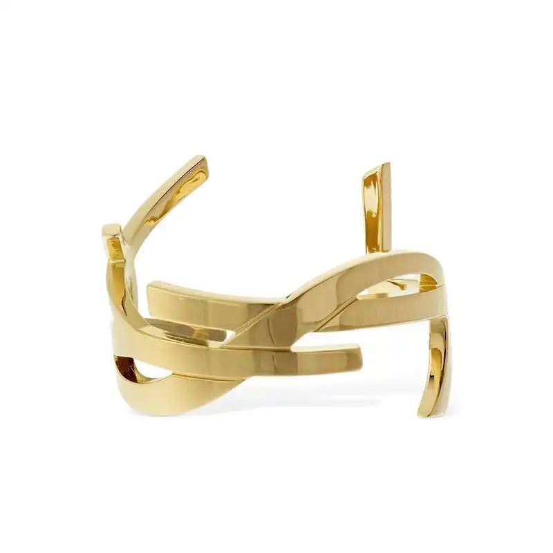 CHEAP Saint Laurent Opyum Twist Cuff Bracelet In Metal Gold 0201