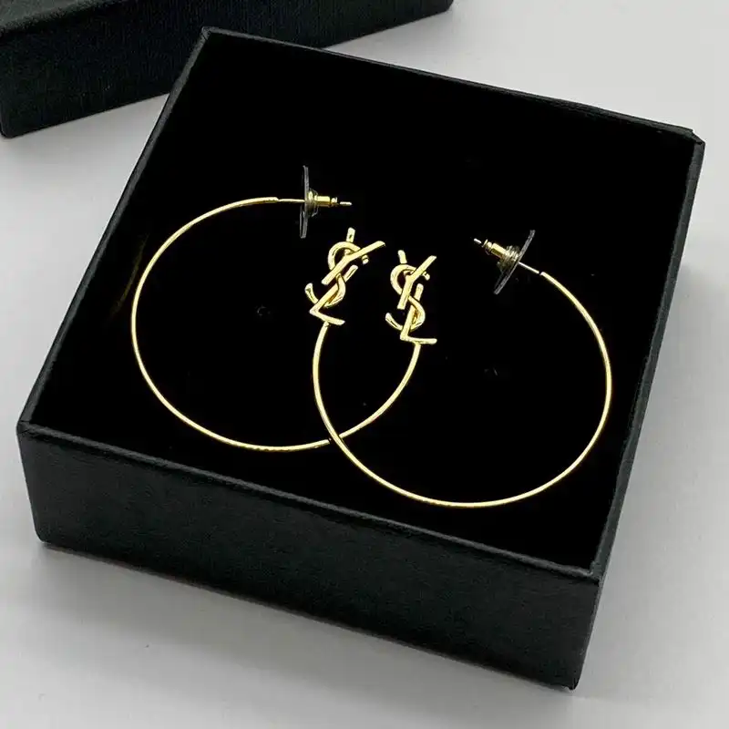 CHEAP Saint Laurent Opyum Hoop Earrings In Metal Gold 0201