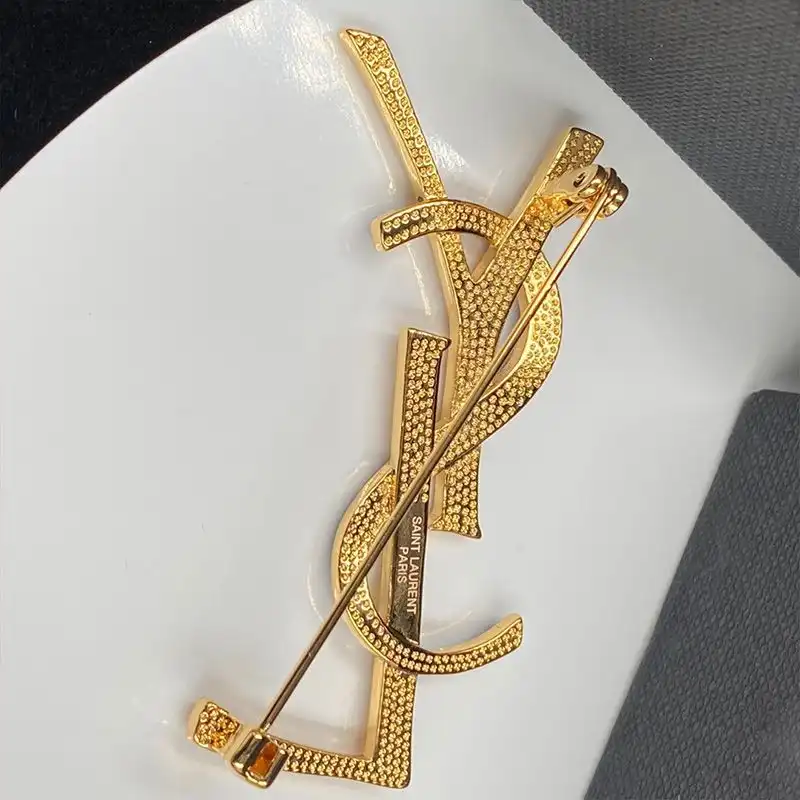 CHEAP Saint Laurent Opyum Brooch In Bamboo Metal and Enamel Gold 0201